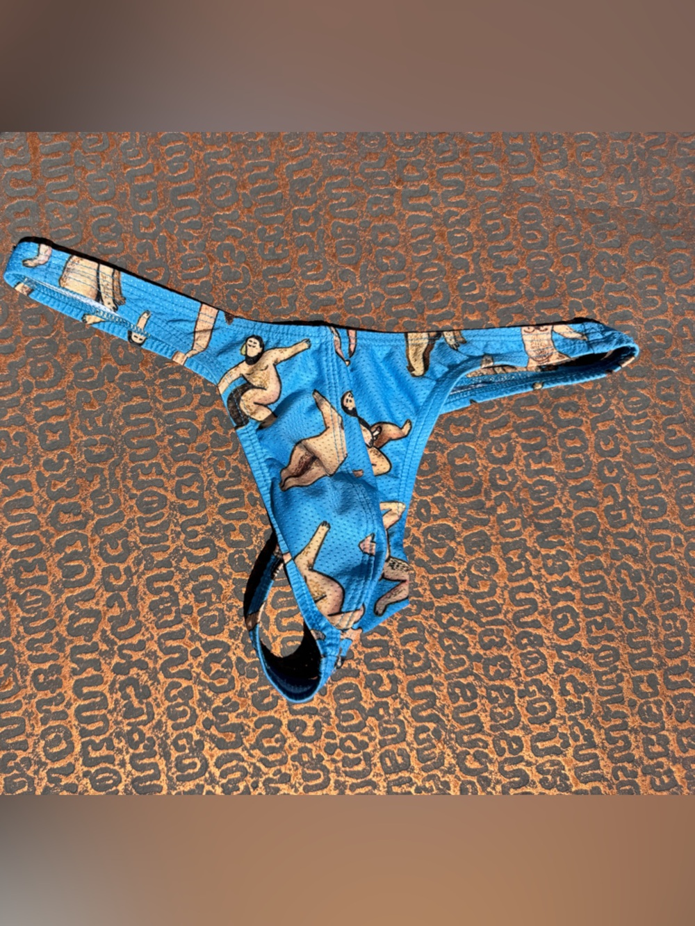 Men’s Blue Novelty Print Thong